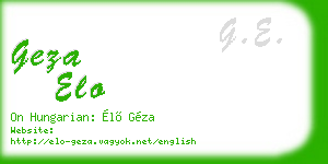 geza elo business card
