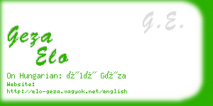 geza elo business card